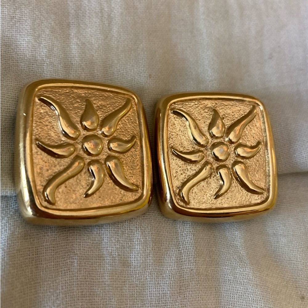 Givenchy Vintage Starburst Sunburst Square‎ Clip on Earrings - Picture 7 of 10